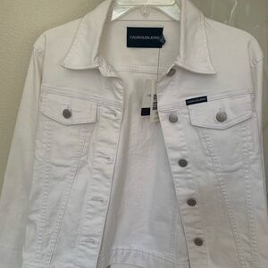 New Calvin Klein jeans jacket , never used . white color ,size small.